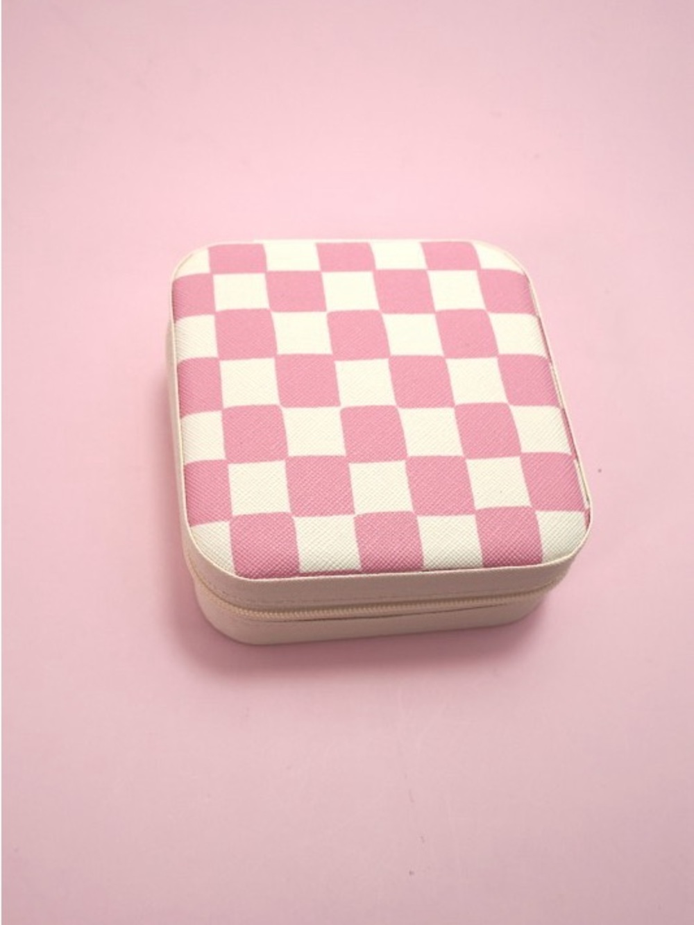 Pink Checker Travel Jewelry Case - Women Accessories